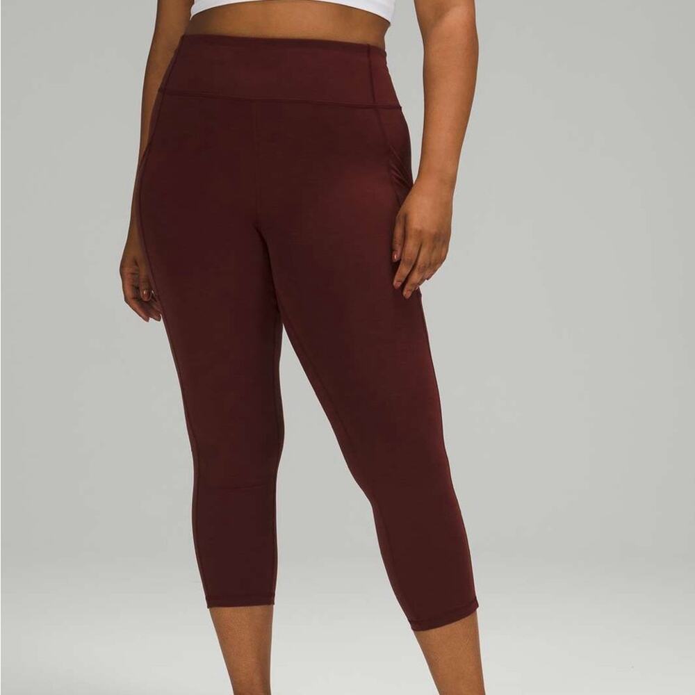 Lululemon Invigorate High-Rise Crop 23" Heathered Red Merlot Everlux Size 6